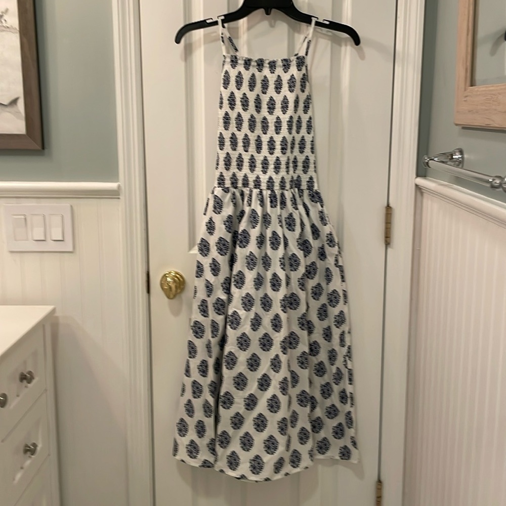 J. Crew Blue and White Midi Dress